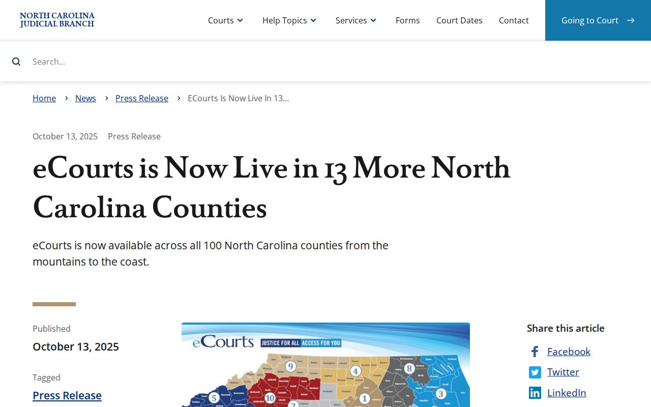 Caldwell County docket search eCourts implementation announcement