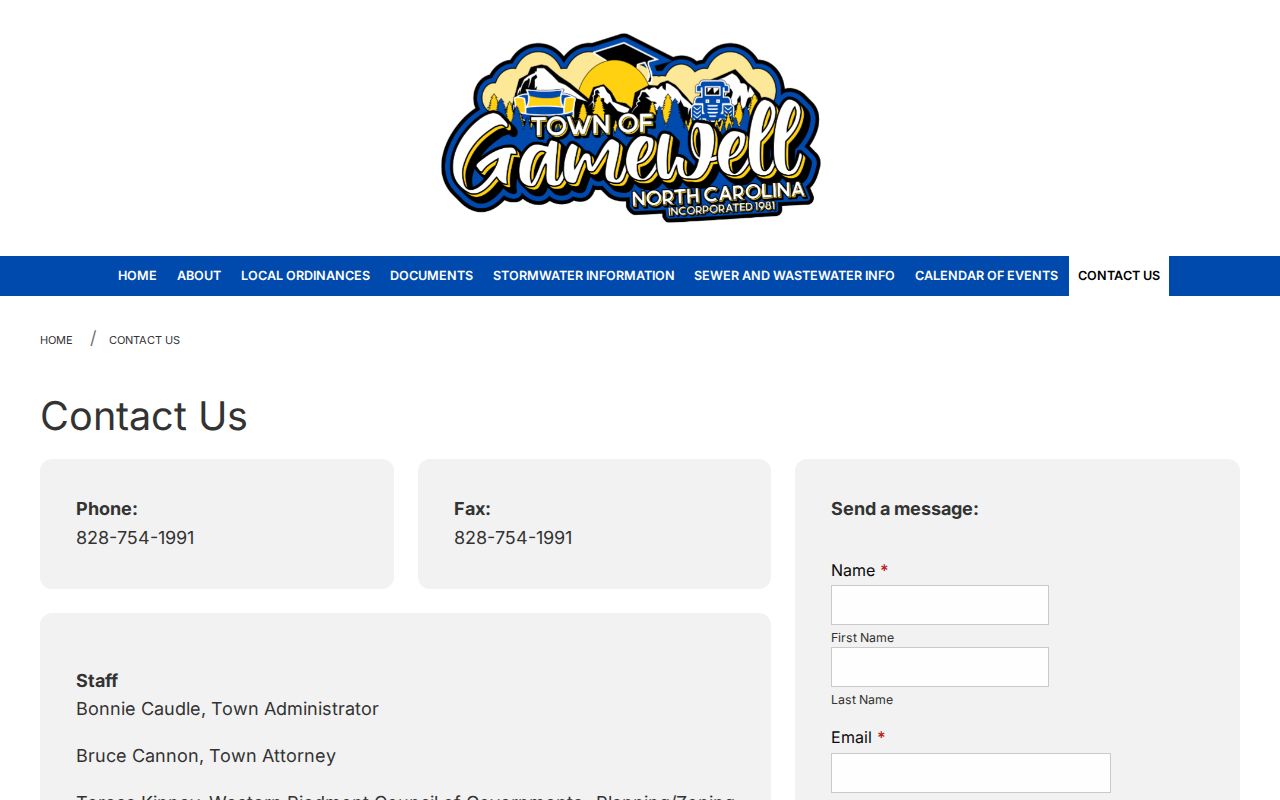 Gamewell court records town contact source