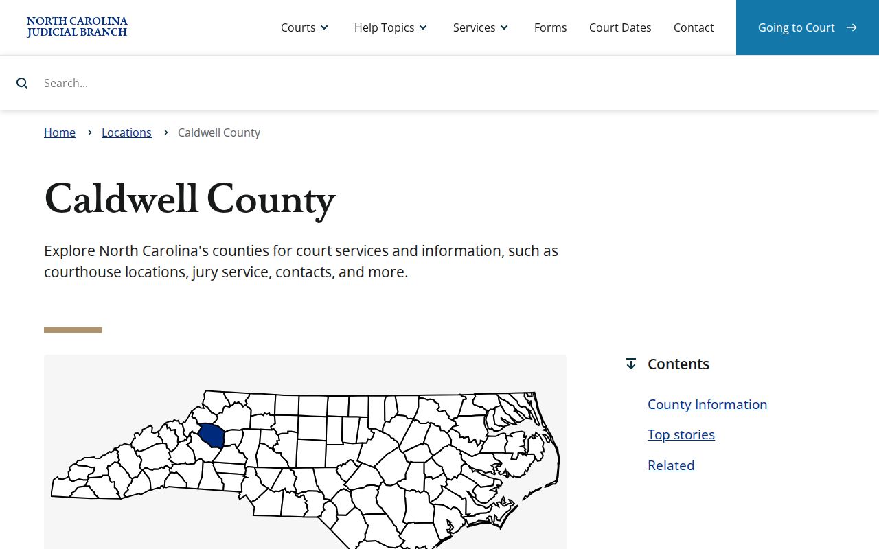 Caldwell County court docket state court location page