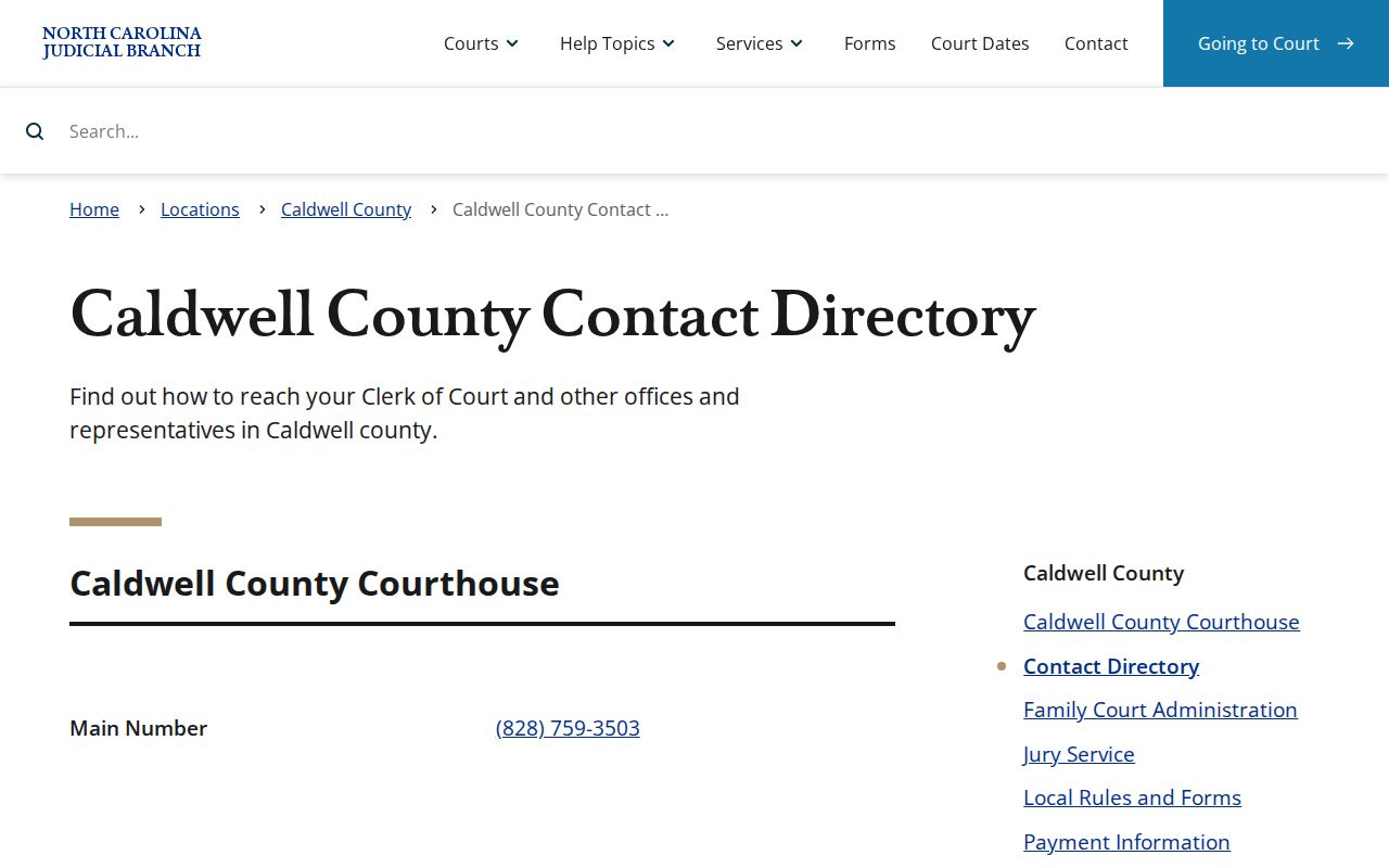 Caldwell County court docket contact directory source